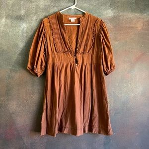Brown Romeo & Juliet Couture Peasant Button Down Dress